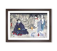 Big Box Art Scene from a Ghost Story by Utagawa Kuniyoshi Framed Wall Art Picture Print Ready to Hang, Walnut A2 (62 x 45 cm)