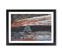 Big Box Art Schooner at Sunset by Winslow Homer Framed Wall Art Picture Print Ready to Hang, Black A2 (62 x 45 cm)