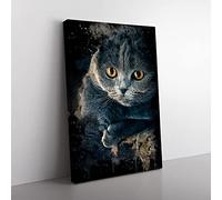 Big Box Art Scottish Fold Cat Coal Black Canvas Wall Art Print Ready to Hang Picture, 76 x 50 cm (30 x 20 Inch), Multi-Coloured