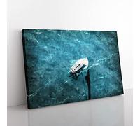 Big Box Art Scow Boat Out Sailing Painting Canvas Wall Art Print Ready to Hang Picture, 76 x 50 cm (30 x 20 Inch), Turquoise, Turquoise, Teal