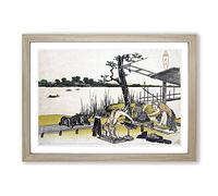 Big Box Art Sculptors in Imadogawa by Katsushika Hokusai Framed Wall Art Picture Print Ready to Hang, Oak A2 (62 x 45 cm)