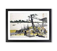 Big Box Art Sculptors in Imadogawa by Katsushika Hokusai Framed Wall Art Picture Print Ready to Hang, Black A2 (62 x 45 cm)