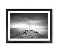 Big Box Art Sea View from Weymouth Dorset in Abstract Framed Wall Art Picture Print Ready to Hang, Black A2 (62 x 45 cm)