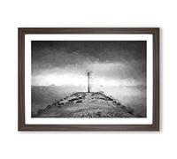 Big Box Art Sea View from Weymouth Dorset in Abstract Framed Wall Art Picture Print Ready to Hang, Walnut A2 (62 x 45 cm)