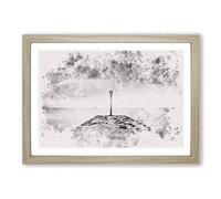 Big Box Art Sea View from Weymouth Dorset Watercolour Framed Wall Art Picture Print Ready to Hang, Oak A2 (62 x 45 cm)
