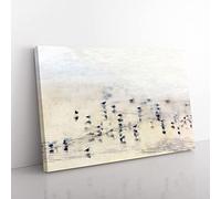 Big Box Art Seagulls Upon The Beach Painting Canvas Wall Art Print Ready to Hang Picture, 76 x 50 cm (30 x 20 Inch), White, Gold, Greige