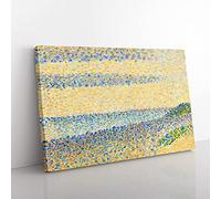 Big Box Art Seascape at Gravelines by Georges Seurat Canvas Wall Art Print Ready to Hang Picture, 76 x 50 cm (30 x 20 Inch), Gold, Cream, Yellow