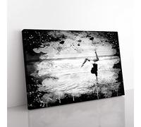 Big Box Art Seascape Beach Gymnastics Fitness Coal Black Canvas Wall Art Print Ready to Hang Picture, 76 x 50 cm (30 x 20 Inch), Multi-Coloured