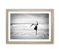 Big Box Art Seascape Beach Gymnastics Fitness Framed Wall Art Picture Print Ready to Hang, Oak A2 (62 x 45 cm)