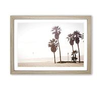 Big Box Art Seascape Palm Trees on The Beach Framed Wall Art Picture Print Ready to Hang, Oak A2 (62 x 45 cm)
