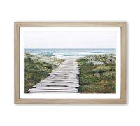 Big Box Art Seascape Path to The Ocean Framed Wall Art Picture Print Ready to Hang, Oak A2 (62 x 45 cm)