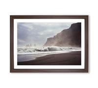 Big Box Art Seascape Sandy Beach Scene (1) Framed Wall Art Picture Print Ready to Hang, Walnut A2 (62 x 45 cm)
