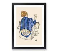 Big Box Art Seated Woman Vol.2 by Egon Schiele Framed Wall Art Picture Print Ready to Hang, Black A2 (62 x 45 cm)