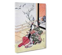 Big Box Art See The Birds Fly by Harunobu Suzuki Canvas Wall Art Framed Picture Print, 30 x 20 Inch (76 x 50 cm), White, Pink, Grey, Brown, Black