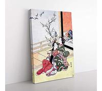 Big Box Art See The Birds Fly by Harunobu Suzuki Canvas Wall Art Print Ready to Hang Picture, 76 x 50 cm (30 x 20 Inch), White, Pink, Grey, Brown, Black