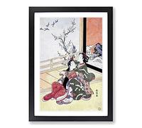Big Box Art See The Birds Fly by Harunobu Suzuki Framed Wall Art Picture Print Ready to Hang, Black A2 (62 x 45 cm)