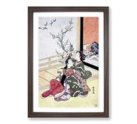 Big Box Art See The Birds Fly by Harunobu Suzuki Framed Wall Art Picture Print Ready to Hang, Walnut A2 (62 x 45 cm)