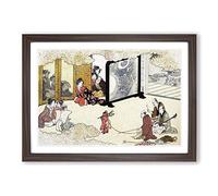 Big Box Art Seeing a Performance by Kitagawa Utamaro Framed Wall Art Picture Print Ready to Hang, Walnut A2 (62 x 45 cm)