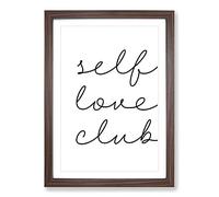 Big Box Art Self Love Club Typography Framed Wall Art Picture Print Ready to Hang, Walnut A2 (62 x 45 cm)