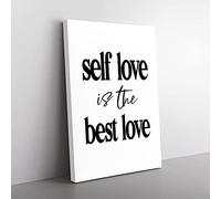 Big Box Art Self Love Typography Canvas Wall Art Print Ready to Hang Picture, 76 x 50 cm (30 x 20 Inch), White, Black