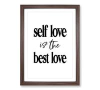Big Box Art Self Love Typography Framed Wall Art Picture Print Ready to Hang, Walnut A2 (62 x 45 cm)