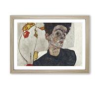Big Box Art Self-Portrait Vol.2 by Egon Schiele Framed Wall Art Picture Print Ready to Hang, Oak A2 (62 x 45 cm)
