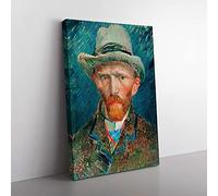 Big Box Art Self-Portrait Vol.2 by Vincent Van Gogh Canvas Wall Art Print Ready to Hang Picture, 76 x 50 cm (30 x 20 Inch), Teal, Cream, Green