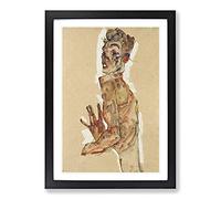 Big Box Art Self-Portrait Vol.3 by Egon Schiele Framed Wall Art Picture Print Ready to Hang, Black A2 (62 x 45 cm)
