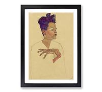Big Box Art Self-Portrait Vol.5 by Egon Schiele Framed Wall Art Picture Print Ready to Hang, Black A2 (62 x 45 cm)