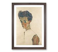 Big Box Art Self-Portrait Vol.6 by Egon Schiele Framed Wall Art Picture Print Ready to Hang, Walnut A2 (62 x 45 cm)