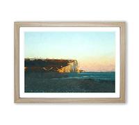Big Box Art Seven Sisters Cliffs in Eastbourne Framed Wall Art Picture Print Ready to Hang, Oak A2 (62 x 45 cm)