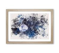 Big Box Art Shadow Moon Watercolour Framed Wall Art Picture Print Ready to Hang, Oak A2 (62 x 45 cm)