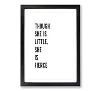 Big Box Art She Is Fierce Typography Framed Wall Art Picture Print Ready to Hang, Black A2 (62 x 45 cm)
