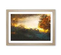 Big Box Art Sheep in Sweden in Abstract Framed Wall Art Picture Print Ready to Hang, Oak A2 (62 x 45 cm)