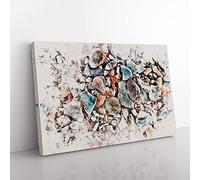 Big Box Art Shells On The Beach Vol.2 Watercolour Canvas Wall Art Print Ready to Hang Picture, 76 x 50 cm (30 x 20 Inch), Grey, Grey, Brown