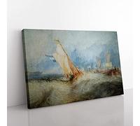 Big Box Art Ship at Sea by Joseph Mallord William Turner Canvas Wall Art Print Ready to Hang Picture, 76 x 50 cm (30 x 20 Inch), Cream, Green, Grey