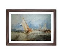 Big Box Art Ship at Sea by Joseph Mallord William Turner Framed Wall Art Picture Print Ready to Hang, Walnut A2 (62 x 45 cm)