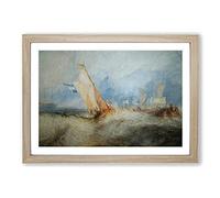 Big Box Art Ship at Sea by Joseph Mallord William Turner Framed Wall Art Picture Print Ready to Hang, Oak A2 (62 x 45 cm)