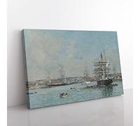 Big Box Art Ship in Le Havre by Eugene Boudin Canvas Wall Art Print Ready to Hang Picture, 76 x 50 cm (30 x 20 Inch), Grey, Cream, Grey