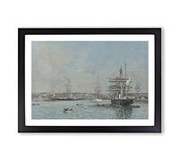 Big Box Art Ship in Le Havre by Eugene Boudin Framed Wall Art Picture Print Ready to Hang, Black A2 (62 x 45 cm)