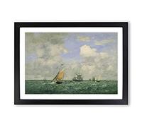 Big Box Art Ships and Sailing Boats by Eugene Boudin Framed Wall Art Picture Print Ready to Hang, Black A2 (62 x 45 cm)