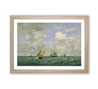 Big Box Art Ships and Sailing Boats by Eugene Boudin Framed Wall Art Picture Print Ready to Hang, Oak A2 (62 x 45 cm)