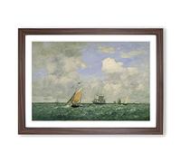 Big Box Art Ships and Sailing Boats by Eugene Boudin Framed Wall Art Picture Print Ready to Hang, Walnut A2 (62 x 45 cm)