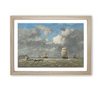 Big Box Art Ships at Le Havre by Eugene Boudin Framed Wall Art Picture Print Ready to Hang, Oak A2 (62 x 45 cm)
