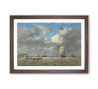 Big Box Art Ships at Le Havre by Eugene Boudin Framed Wall Art Picture Print Ready to Hang, Walnut A2 (62 x 45 cm)
