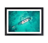 Big Box Art Shipwreck in Black Rock Beach Australia Framed Wall Art Picture Print Ready to Hang, A2 (62 x 45 cm)