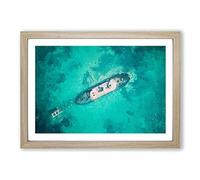 Big Box Art Shipwreck in Black Rock Beach Australia Framed Wall Art Picture Print Ready to Hang, Oak A2 (62 x 45 cm)