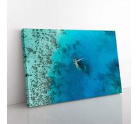 Big Box Art Shipwreck in The Maldives Canvas Wall Art Print Ready to Hang Picture, 76 x 50 cm (30 x 20 Inch), Turquoise, Blue, Turquoise, Green, Teal