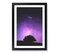 Big Box Art Shooting Star Above The Tree in Abstract Framed Wall Art Picture Print Ready to Hang, Black A2 (62 x 45 cm)