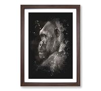 Big Box Art Silverback Gorilla Paint Splash Framed Wall Art Picture Print Ready to Hang, Walnut A2 (62 x 45 cm)